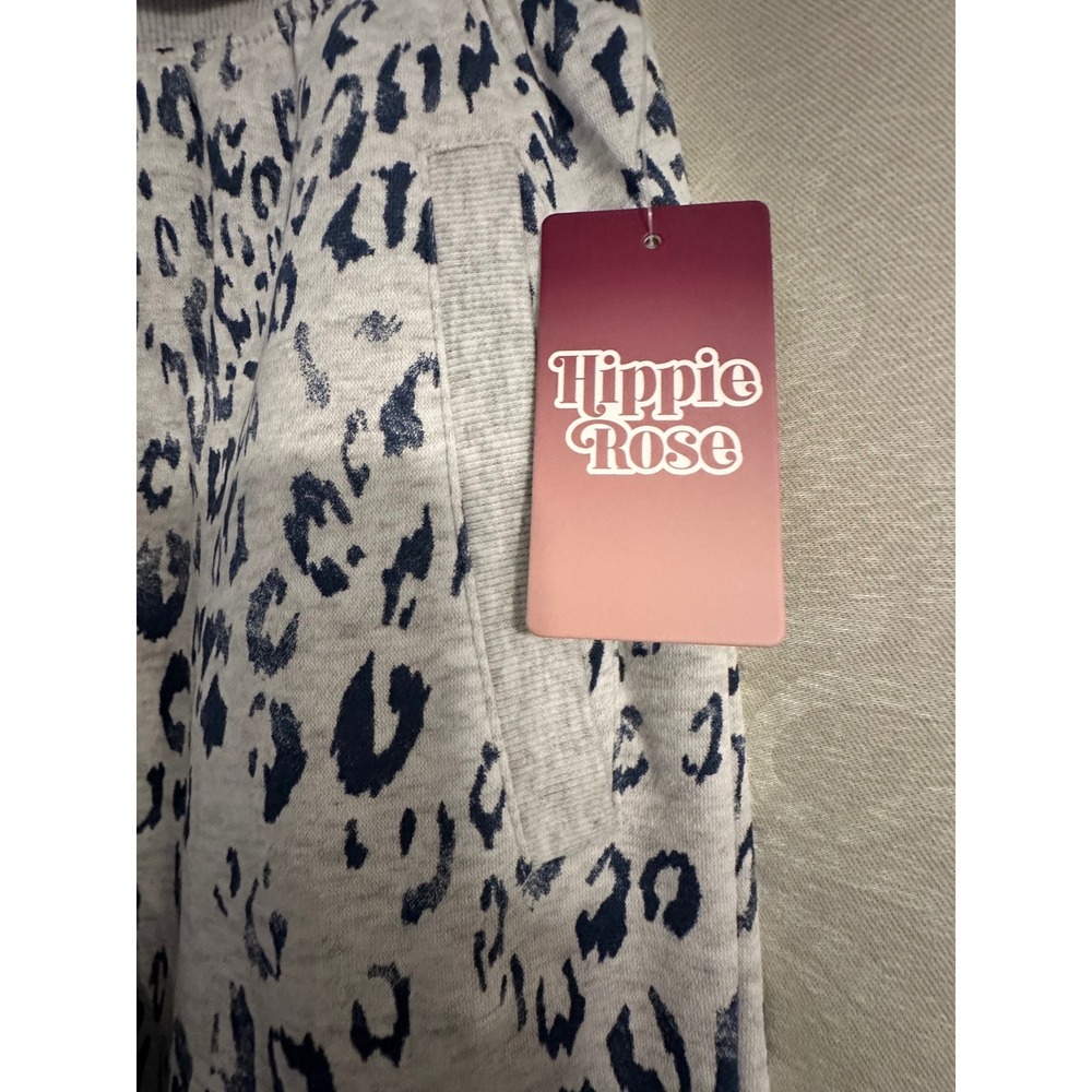 Hippie Rose Womens Leopard Print Jogger Sweatpants Gray Blue Animal Print NWT-L - Picture 6 of 6